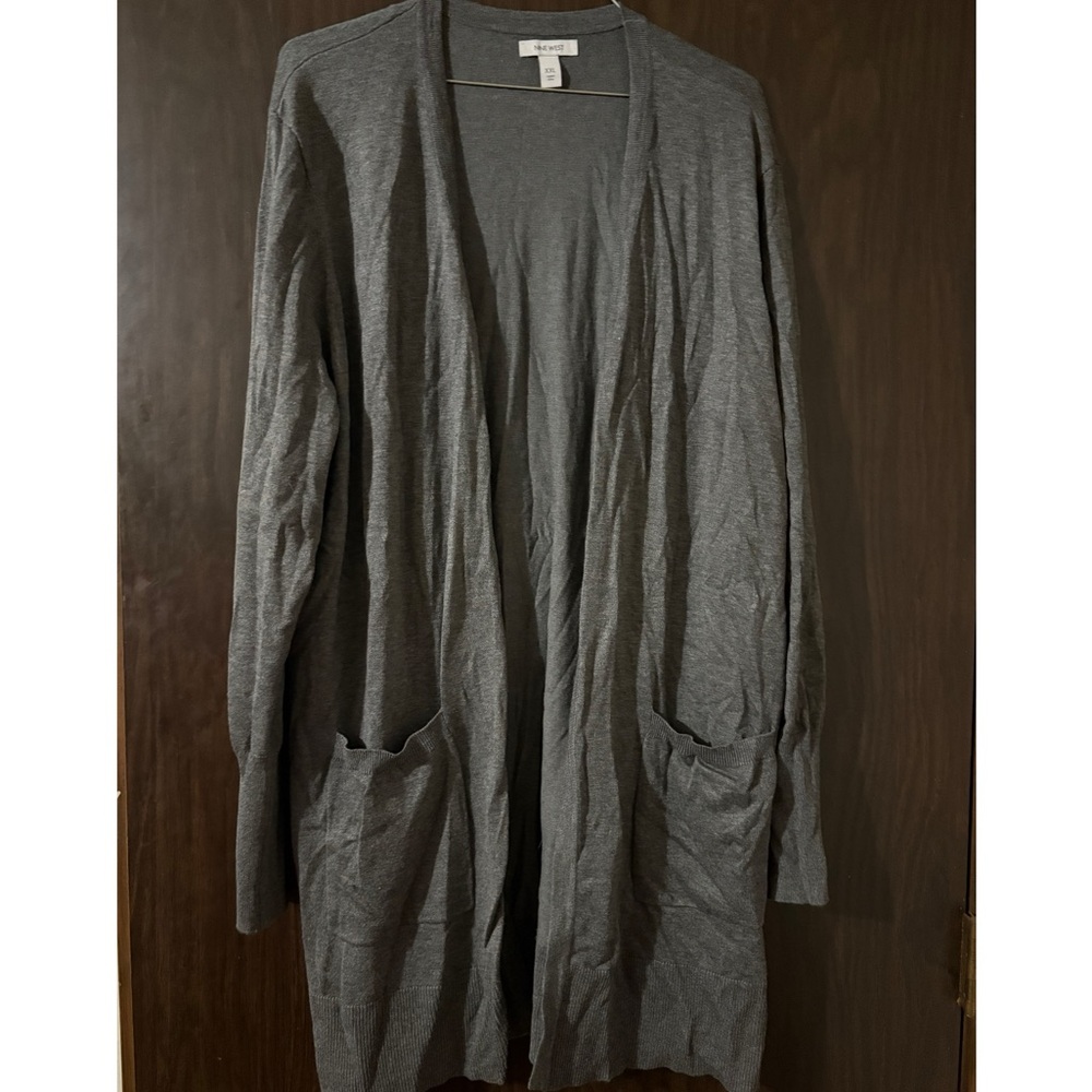 Gray Open Front Cardigan